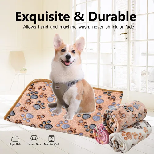 Vista 4 de DOOVID Manta para mascotas, suave y esponjosa de forro polar para mascotas, manta de franela para perros y gatos, manta para mascotas con estampado