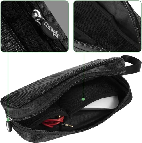 Vista 3 de CM Funda organizadora de cables de viaje, accesorios de computadora portátil, bolsa de malla con cremallera para sostener el mouse de laptop, banco