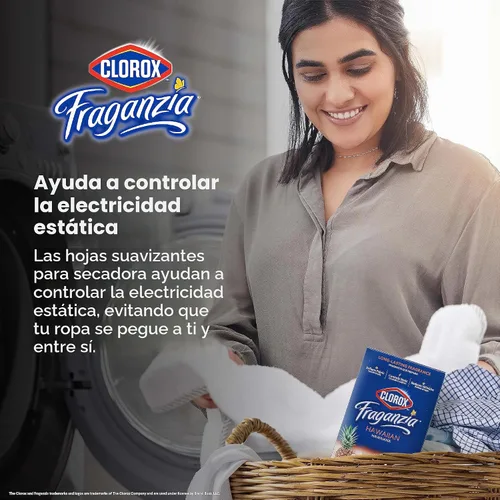 Vista 3 de Clorox Fraganzia - Hojas para secadora, aroma Hawaiian Escape, 105