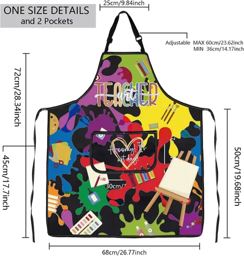 Vista 2 de MBMSO Delantal para profesores de arte, delantal de artista con bolsillos, regalos para profesores de arte, para amantes de los artistas, delantal