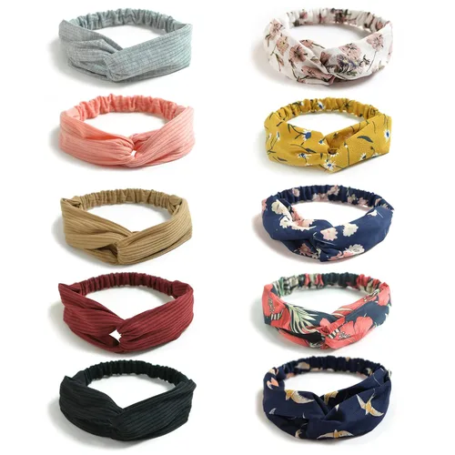Vista 12 de DRESHOW - Paquete de 10 diademas para mujer con diseño entrecruzado vintage, estilo bohemio, trenzadas, elásticas, accesorios para el cabello