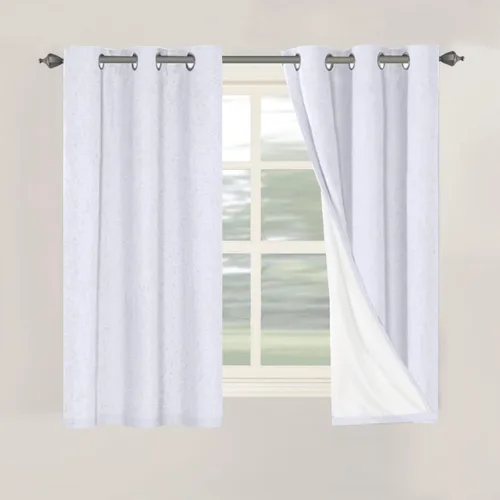 Vista 60 de H.VERSAILTEX Cortinas 100% opacas con aislamiento térmico, texturizadas, de lino, con bloqueo completo de calor y luz, para sala de estar y Negro