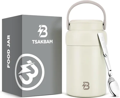 Vista 10 de Tarro térmico para alimentos, recipientes de almuerzo aislados al vacío de acero inoxidable de 20 onzas con cuchara, termo de boca ancha