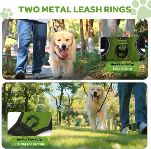 Vista 4 de FURRYFECTION Arnés a cuadros para perros pequeños, chaleco reflectante ajustable sin tirones para mascotas con clip frontal, correa, asa de fácil