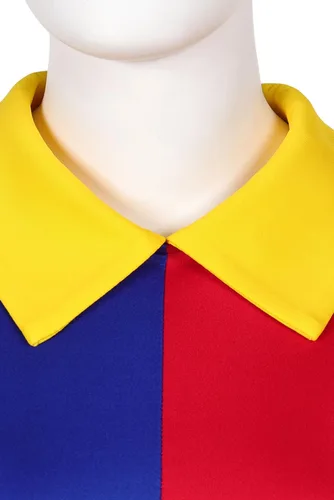 Vista 5 de Disfraz de circo Pomni de payaso Pomni, overol para cosplay, gorro, guantes, traje de bufón mágico para Halloween para adultos y niños