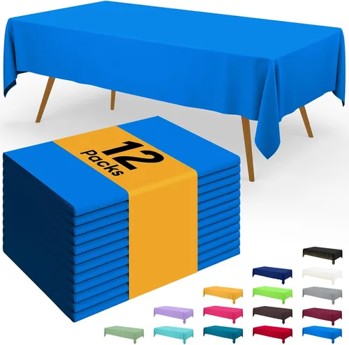 Vista 58 de Smiry - Juego de 6 manteles desechables, 54 x 78 pulgadas, manteles impermeables rectangulares para fiestas, cubierta de mesa de plástico