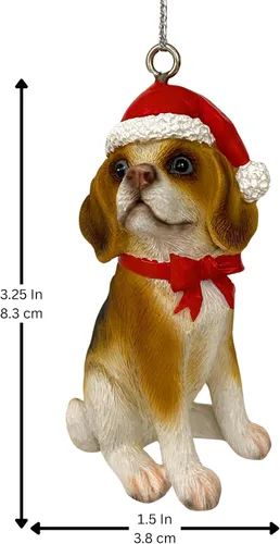 Vista 5 de Yuletide Designs Figura de perro adornos de Navidad con sombreros de Papá Noel