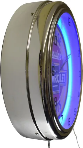 Vista 3 de We Use Chevy Genuine Parts Sign Neon Advertising Clock Garage Decor (16 pulgadas, azul)