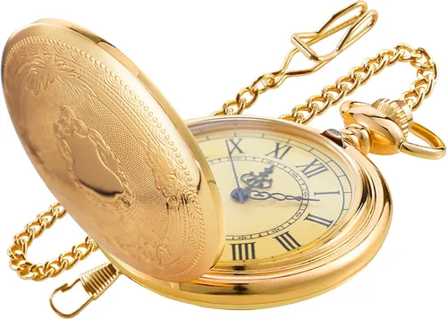 Vista 11 de Smooth Shield Round Case Quartz Pocket Watch Quartz Movement with Chain CF-nuevo53