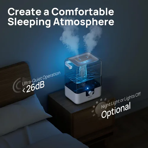 Vista 3 de CHIVALZ Humidificadores de 6L para Dormitorio, Habitación Grande, Hogar, Humidificadores de Niebla Fría de Llenado Superior para Guardería de Bebé
