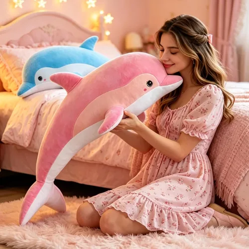 Vista 4 de RYOLOY Almohada de peluche de delfín, almohada gigante de peluche de 39.3 pulgadas, suave felpa del océano marino, regalos para todas las edades