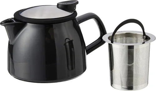 Vista 3 de FORLIFE Bell - Tetera de cerámica con infusor de cesta, 16 onzas/15.9 fl oz, grafito negro