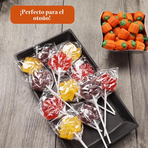 Vista 5 de Paletas de hojas de otoño, dulces con temática de Acción de Gracias y otoño