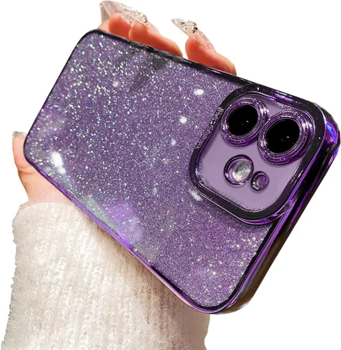 Vista 21 de Funda compatible con iPhone 11 Pro con purpurina, de lujo, linda, flexible, cubierta chapada, protección de cámara, a prueba de golpes, funda