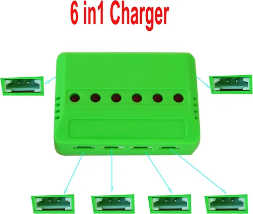 Vista 4 de 6 en 1 Max 2.5A Entrada de corriente 3.7V Lipo Cargador rápido de batería para Drone con cables de puerto JST/SM/2.0