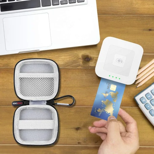 Vista 6 de Estuche para lector de tarjetas con chips, soporte duro para bolsa de transporte cuadrado A-SKU-0485 sin contacto y lector de chips con cable