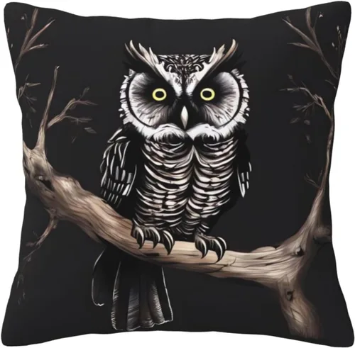 Vista 6 de Fundas de almohada decorativas de 20 x 20 pulgadas para sofá, búho nocturno de doble cara, fundas de almohada cuadradas para sala de estar, funda