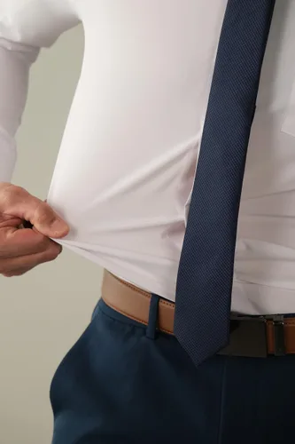 Vista 4 de &COLLAR Mens White Dress Shirt with 4-Way Stretch, Wrinkle Free, Athletic and Slim Fit, Long Sleeve Button Down for Men