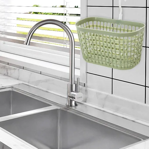 Vista 3 de Cesta colgada de pared, cesta de malla montada en la pared, cesta de frutas colgada de material PP con gancho de rotación de 360 grados, cesta