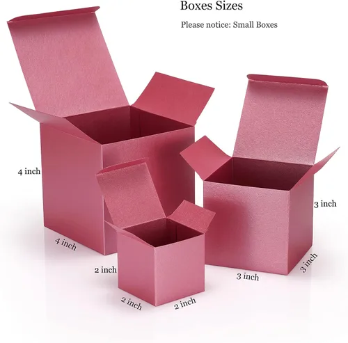 Vista 3 de Quotidian Cajas de regalo plegables de papel perlado italiano vintage con purpurina y tapas, de 3 x 3 x 3 pulgadas (7.6 x 3.0 x 3.0 x 3.0 in)