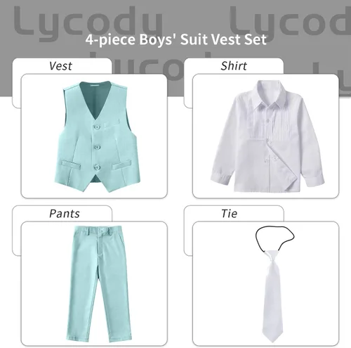 Vista 80 de Conjunto de chaleco para niños, trajes formales, trajes de boda, ropa de vestir