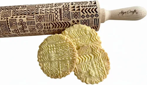 Vista 11 de Rodillo de Repostería con Relieve de LADRILLOS. Rodillo para Masa Grabado con Láser con Patrón de Pared para Galletas en Relieve o Cerámica por