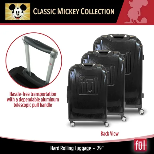 Vista 3 de FUL Disney Mickey Mouse - Maleta rígida con ruedas giratorias, Negro -, Disney Mickey Mouse - Maleta rígida con ruedas giratorias