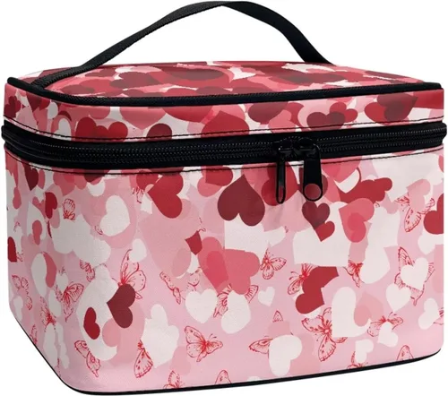 Vista 28 de doginthehole Bolsa de maquillaje, bolsa de cosméticos de viaje, bolsa de aseo portátil grande, organizador de accesorios para mujeres y niñas