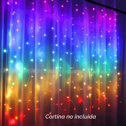 Vista 2 de CoziTech - Cadena de luces de hadas arcoíris con interruptor regulador táctil, luces de carámbano LED colgantes arcoíris para dormitorio de niñas