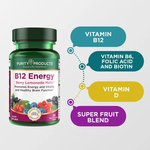 Vista 8 de Purity Products MagBlue + B-12 Energy Melt - MagBlue (bisglicinato de magnesio tamponado + vitamina D3 + arándanos orgánicos + más) - B12 Berry Melt