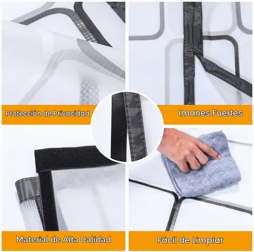 Vista 6 de Cortina de puerta aislada, cubierta magnética térmica para puerta, pantalla magnética de privacidad con cierre automático, manos libres para patio