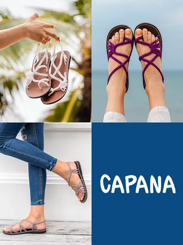 Vista 4 de Capana Sandalias planas tejidas para mujer, sandalias trenzadas con tiras, sandalias de playa para mujer, sandalias bohemias de cuerda, zapatos