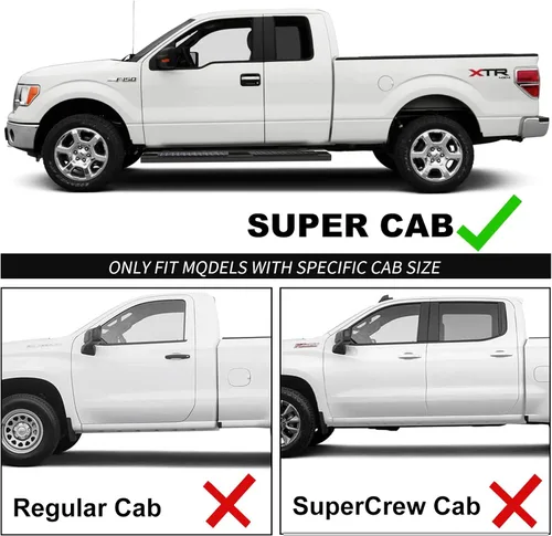 Vista 3 de Estribos de 6 pulgadas compatibles con Ford F250 F350 F450 F550 Superduty Super Cab 1999-2016. Barras Nerf para Ford Side Steps Rock Sliders. Acero