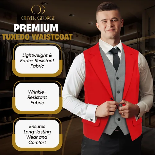 Vista 3 de Oliver George Chaleco formal de esmoquin en capas para hombre, chaleco de traje de negocios