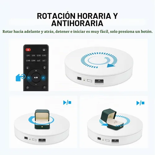 Vista 4 de BAOSHISHAN Tocadiscos motorizados de 360° para fotografía de 13.7 pulgadas