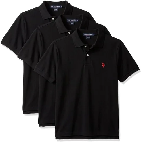Vista 6 de Polo de piqué de algodón sólido para hombre con pequeño Pony Gris jaspeado