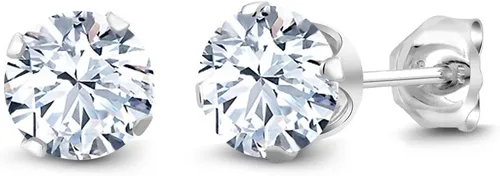 Vista 33 de Gem Stone King Aretes redondos de plata de ley 925 con piedra natal de 0.236 in para mujer