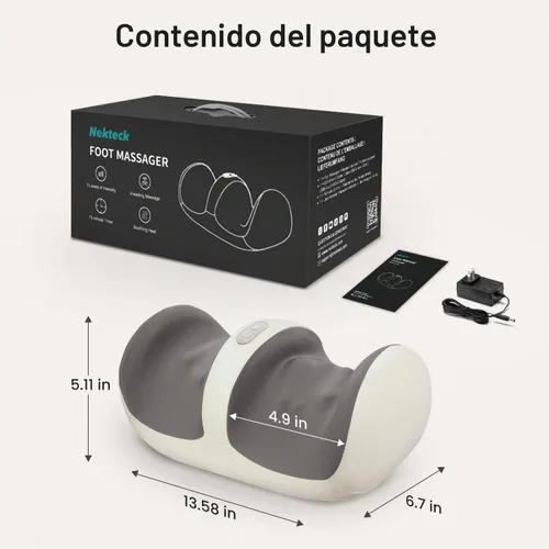 Vista 9 de Nekteck Masajeador de pies con calor y rodillo de pies Shiatsu, intensidad ajustable y masaje de pantorrillas para pies doloridos, neuropatía y Beige
