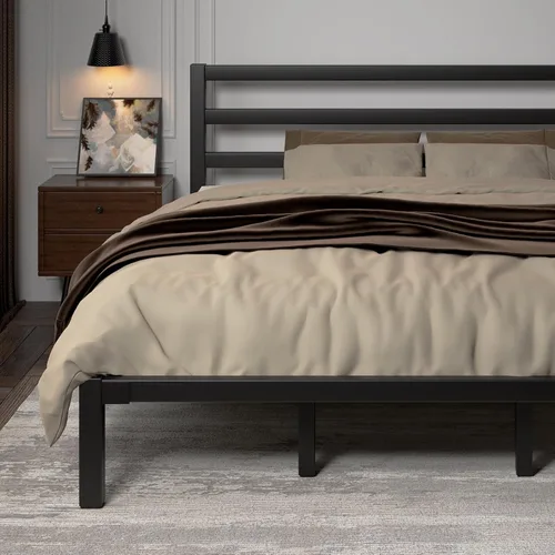 Vista 9 de LoVinson Armazón de Cama Tamaño King, Armazón de Cama Plataforma de Servicio Pesado con Base de Metal Fuerte, Almacenamiento Debajo de la Cama, Base