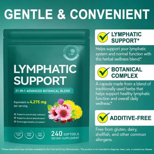 Vista 2 de Suplementos de drenaje linfático liposomal 21 en 1, suplemento de apoyo del sistema linfático de 4275 mg para mujeres y hombres, mezcla de hierbas