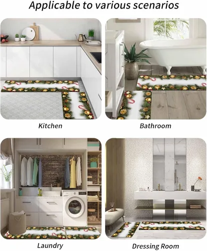 Vista 6 de Tapete de baño de Navidad para bañera, antideslizante, de secado rápido y absorbente, tierra de diatomeas, fregadero, dormitorio, cocina, lavable