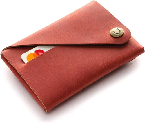 Vista 12 de Crazy Horse Craft Cartera minimalista personalizada, monedero de cuero con Verde alpino