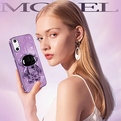 Vista 6 de Buleens Funda transparente para iPhone X/XS Astronauta, fundas transparentes para iPhone X/XS con papel brillante y soporte de astronauta