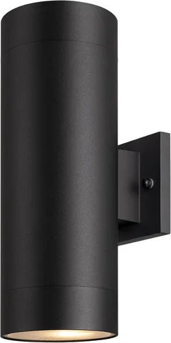 Vista 10 de mirrea Lámpara moderna para porche al aire libre en 2 luces con cilindro de aluminio y cubierta de vidrio templado, aplique de pared impermeable