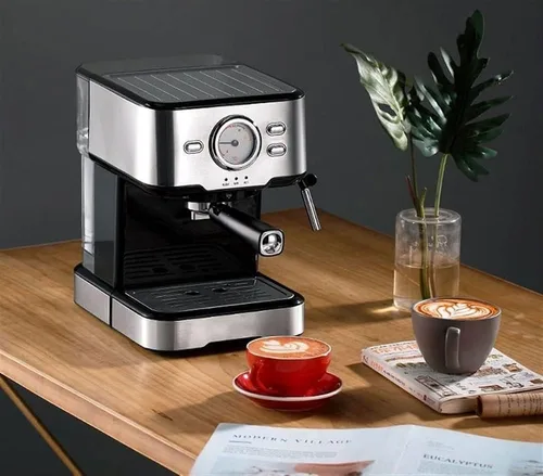 Vista 2 de Cafetera de capuchino automática de calentamiento rápido de 20 bares, con espumador de leche espumante, tanque de agua de 1.5 L, 1050 W