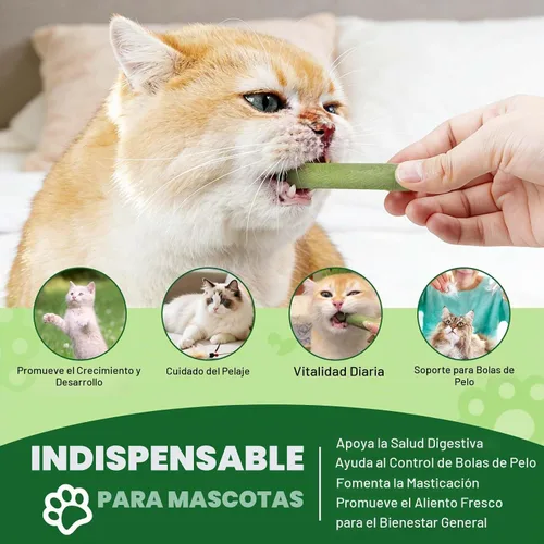 Vista 6 de Palito de hierba para gatos de 2.12 oz, secado congelado, bocadillos para limpieza de dientes y eliminación de bolas de pelo, sabor natural a pollo