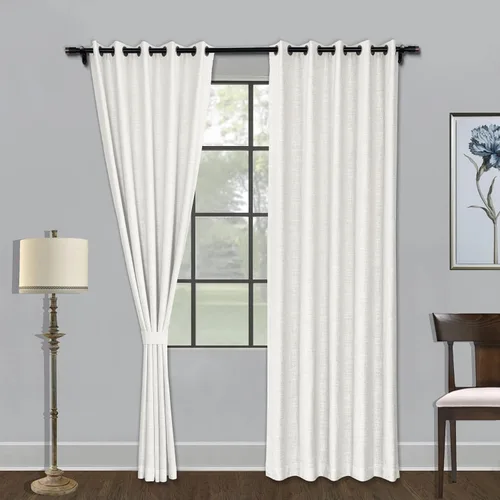 Vista 32 de Fcosie Cortinas opacas de 84 pulgadas de largo con textura de lino, con aislamiento térmico, con ojales en la parte superior con forro opaco blanco