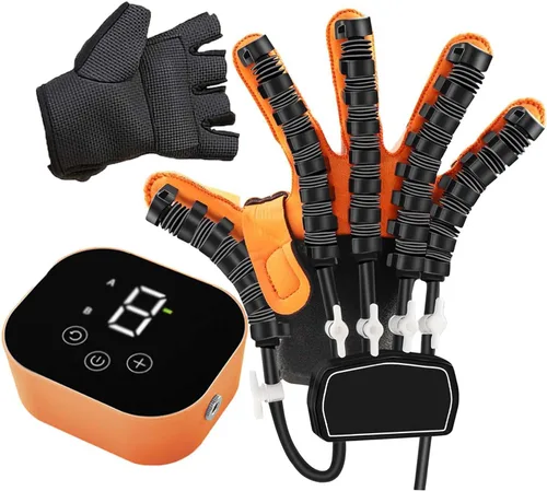 Vista 8 de Guantes de robot de rehabilitación, hemiplejia, artritis, ortesis de dedos, entrenador de rehabilitación de dedos para mano izquierda y derecha