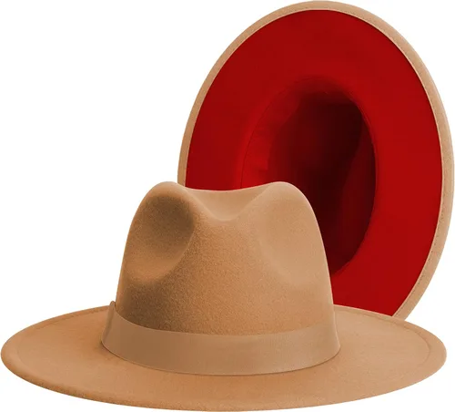 Vista 19 de Wide Brim Fedora Hats for Women & Men Classic Dress Panama Hat Adjustable Felt Hat with Band Todo beige.
