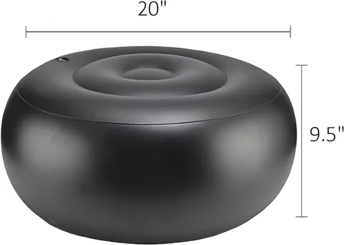 Vista 2 de Cojín inflable, forro inflable de PVC, relleno de rellenos redondos sin relleno otomano, color negro